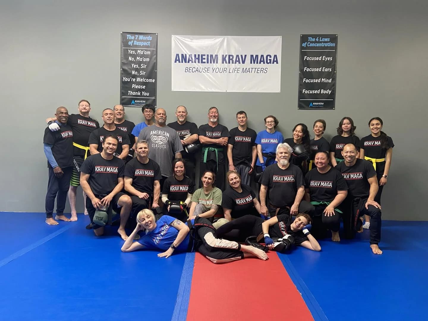 Krav Maga training class in Anaheim - students learning self-defense techniques